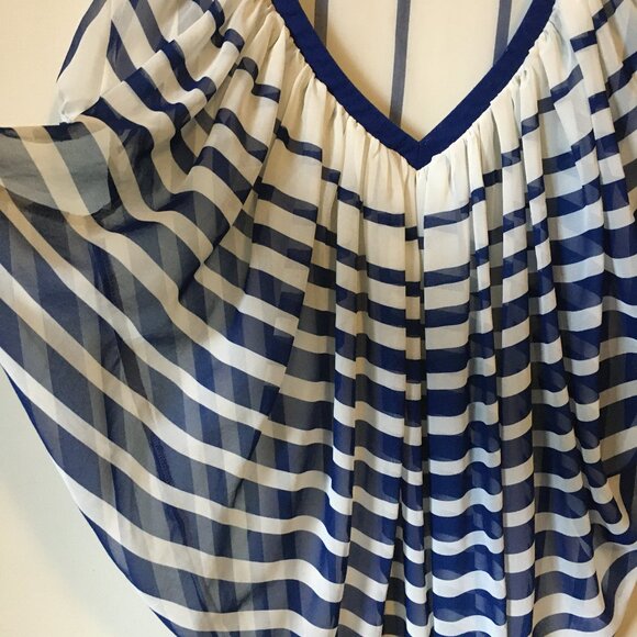 QED London Navy & White Flowing Nightingale Shirt - Picture 6 of 16